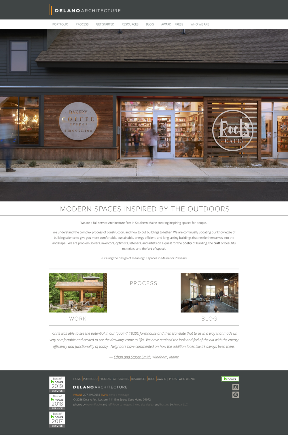 a screenshot of delanoarchitecture.con